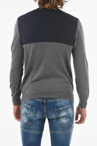  Maglia Girocollo Bicolore in Lana 