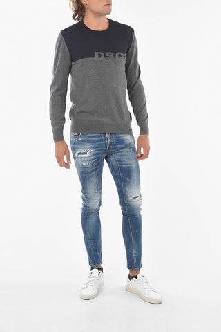  Maglia Girocollo Bicolore in Lana 