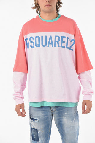 Long Sleeved Double Layer T-shirt With Printed Logo