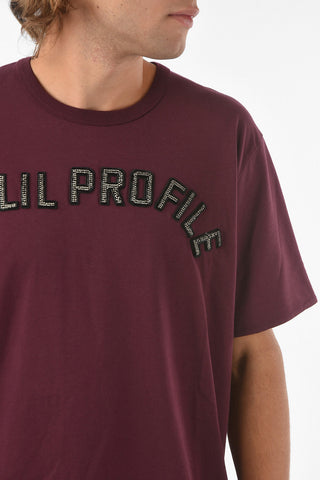T-shirt Girocllo con Ricamo Perline