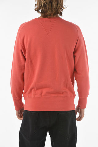 Solid Color Cotton Crew-neck Sweatshirt