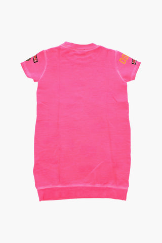 Vestito Girocollo in Cotone con Stampe All Over