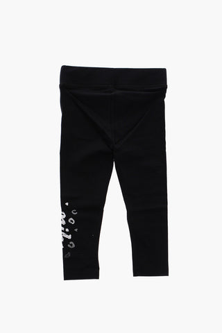 Leggings a tinta unita con logo stampato