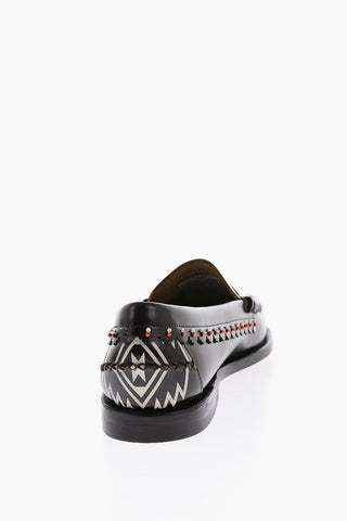 beads detail leather loafers