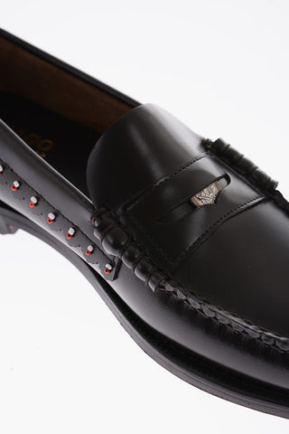 beads detail leather loafers