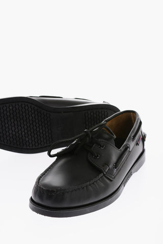 leather boat deck loafers