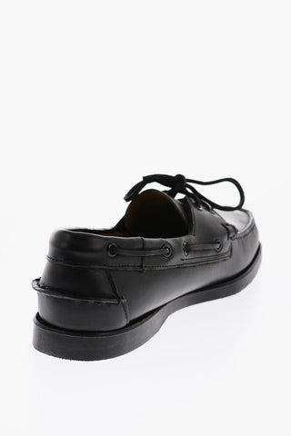 leather boat deck loafers