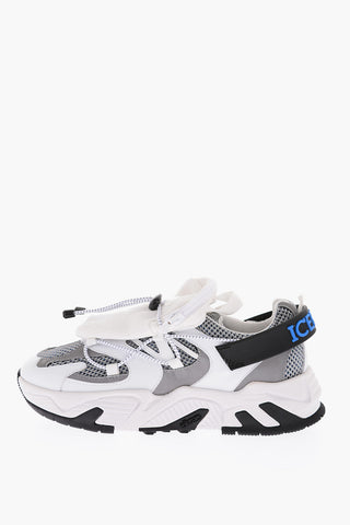 leather and fabric KAKKOI sneakers with removable pocket on the front