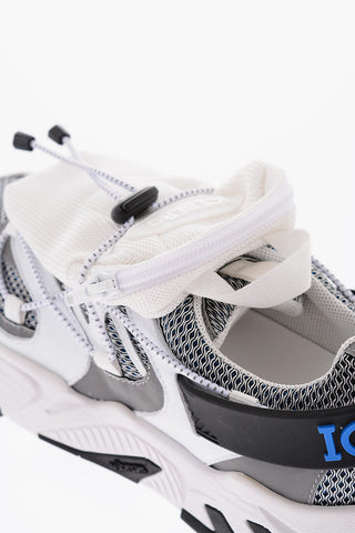 leather and fabric KAKKOI sneakers with removable pocket on the front