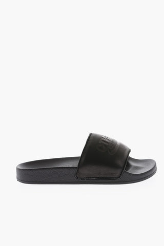 solid color leather slides