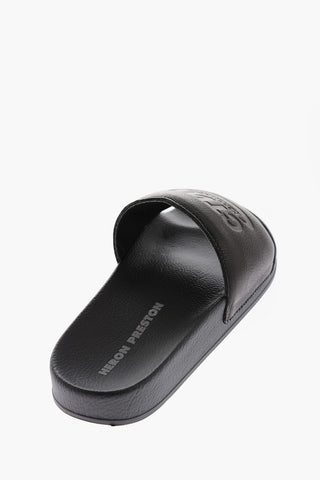 solid color leather slides