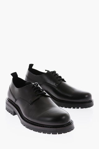 solid color leather FIRO Derby shoes