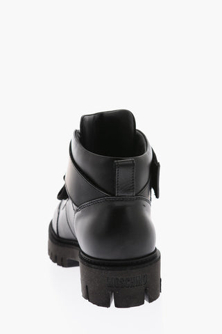 COUTURE! Solid color leather ankle boots