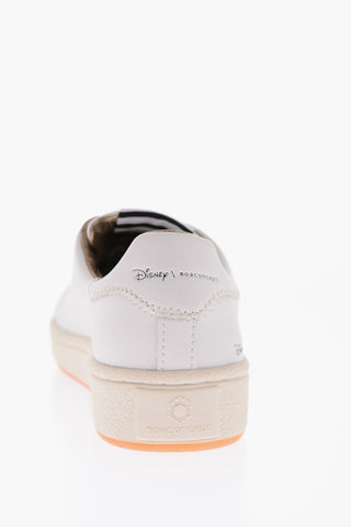 DISNEY Leather Low-Top Sneakers with Golden Perforated of Mickey Mouse Shape