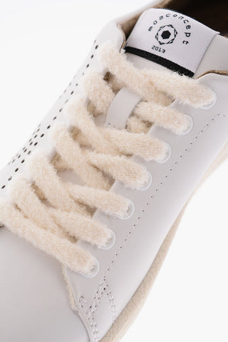 DISNEY Leather Low-Top Sneakers with Golden Perforated of Mickey Mouse Shape