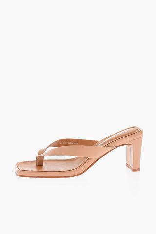7.5cm square toe leather BRIAL thong sandals