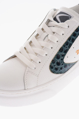 Sneakers in pelle con dettaglio effetto coccodrillo