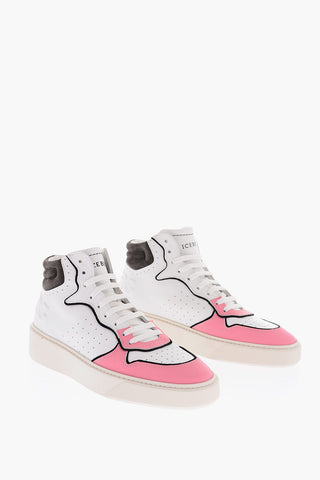 Leather DIABLO High-top Sneakers with Debossed Logo