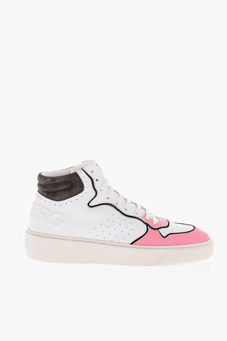 Leather DIABLO High-top Sneakers with Debossed Logo