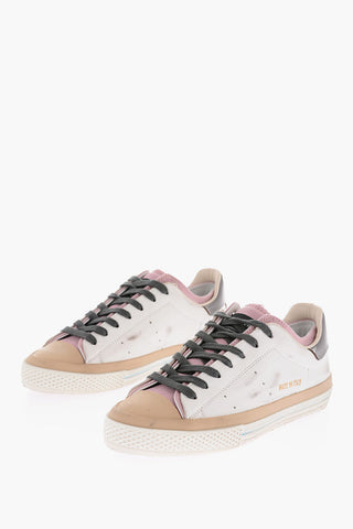 vintage effect leather and fabric STARLESS LOW sneakers