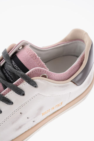 vintage effect leather and fabric STARLESS LOW sneakers