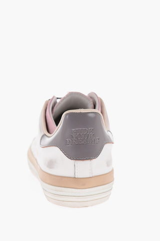 vintage effect leather and fabric STARLESS LOW sneakers