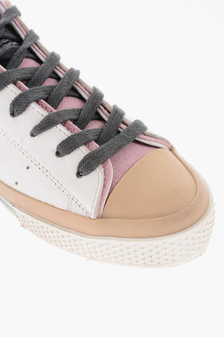 vintage effect leather and fabric STARLESS LOW sneakers