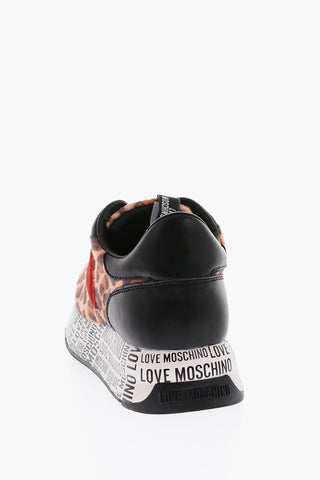 LOVE animal patterned leather and fabric sneakers with logoed sole