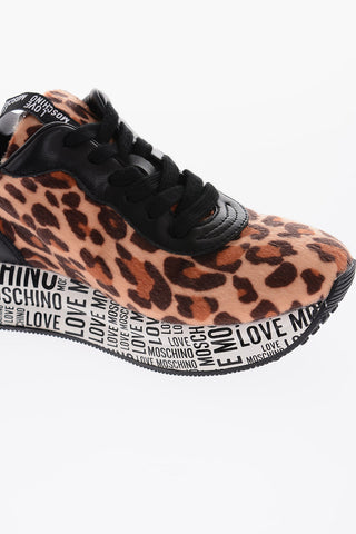 LOVE animal patterned leather and fabric sneakers with logoed sole