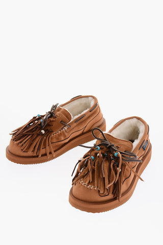 SUICOKE Mocassini kiltie in camoscio con perline