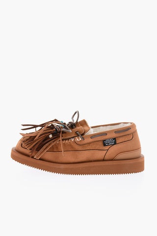 SUICOKE Mocassini kiltie in camoscio con perline
