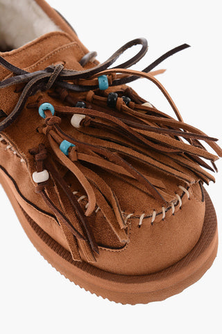 SUICOKE Mocassini kiltie in camoscio con perline