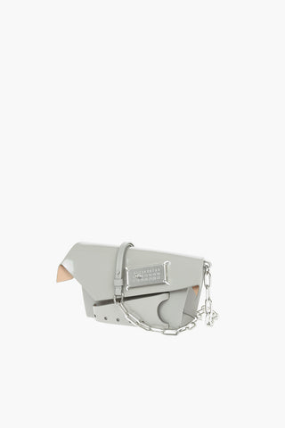 MM11 patent leather SNATCHED mini bag with removable chain shoulder strap