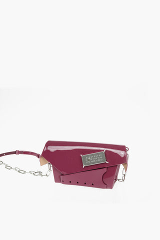 MM11 patent leather SNATCHED mini bag with removable chain shoulder strap