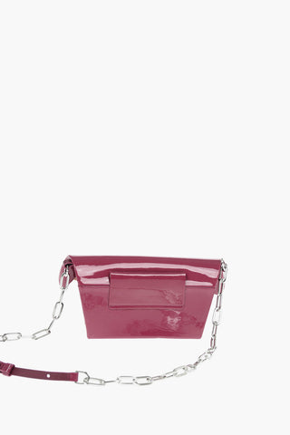 MM11 patent leather SNATCHED mini bag with removable chain shoulder strap