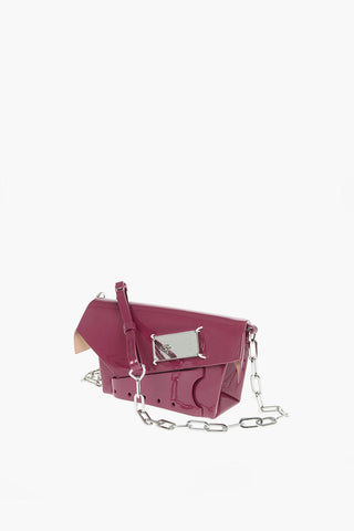 MM11 patent leather SNATCHED mini bag with removable chain shoulder strap