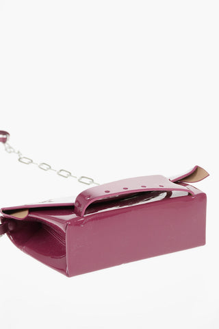 MM11 patent leather SNATCHED mini bag with removable chain shoulder strap