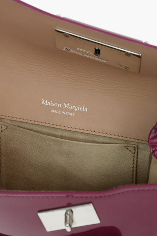 MM11 patent leather SNATCHED mini bag with removable chain shoulder strap