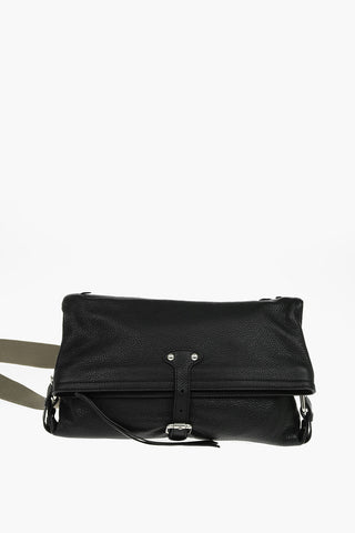 MM11 removable shoulder  strap textured leather messenger bag