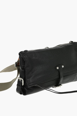 MM11 removable shoulder  strap textured leather messenger bag
