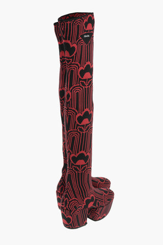 Stivali alla coscia in Jacquard con Suola Statement 7,5cm