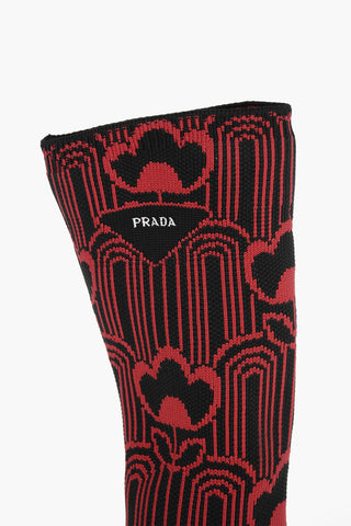 Stivali alla coscia in Jacquard con Suola Statement 7,5cm
