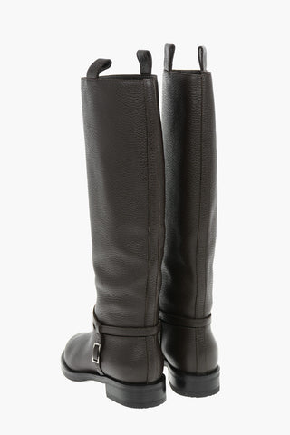 Grained Leather MINI PRINCE Knee-high Boots with Buckle embellishment 3cm