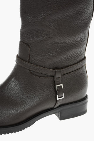 Grained Leather MINI PRINCE Knee-high Boots with Buckle embellishment 3cm