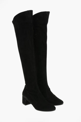 Suede Leather Knee-high Boots with Side Zip 5cm