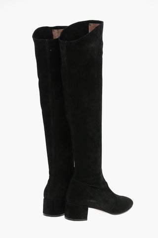 Suede Leather Knee-high Boots with Side Zip 5cm