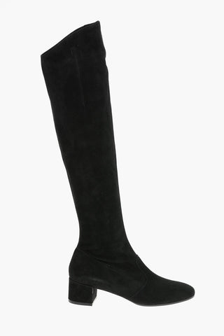 Suede Leather Knee-high Boots with Side Zip 5cm