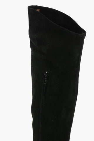 Suede Leather Knee-high Boots with Side Zip 5cm