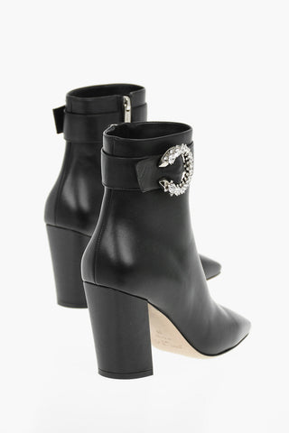 Soft Leather MYAN Ankle Booties with Crystal  9cm
