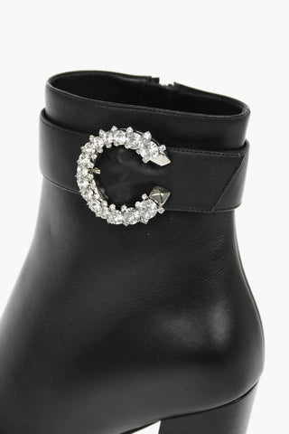 Soft Leather MYAN Ankle Booties with Crystal  9cm